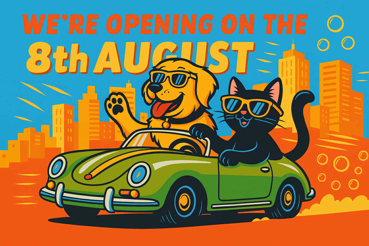 A happy dog being groomed